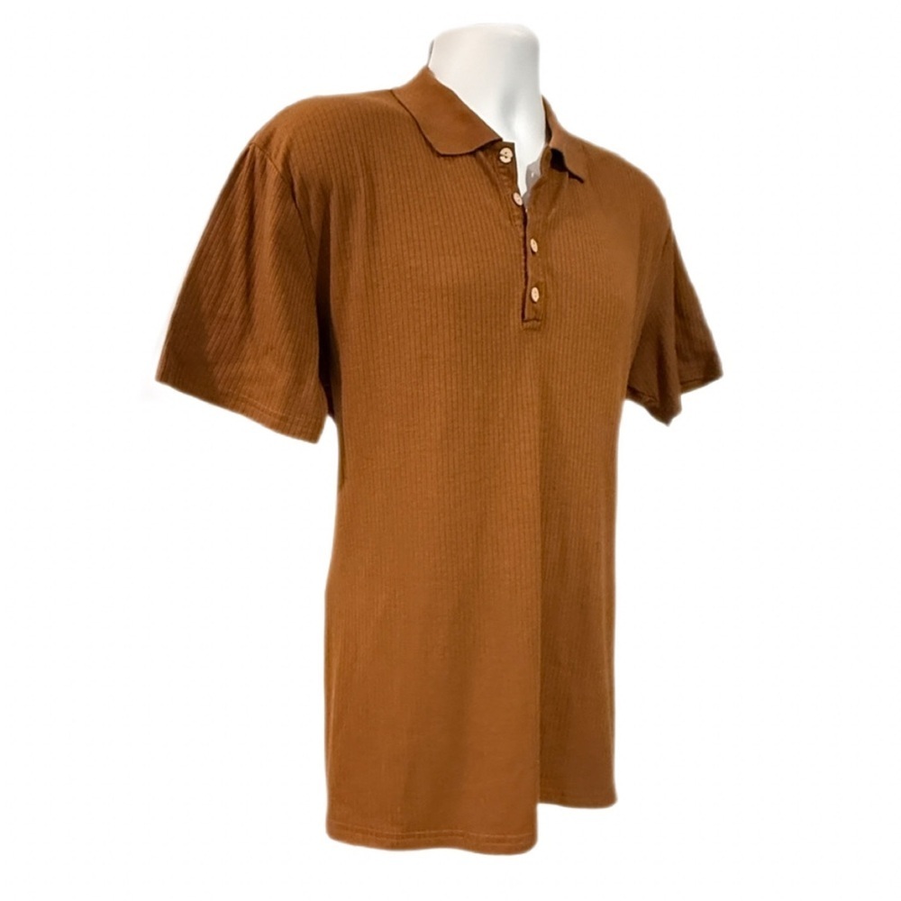 URRU Men’s Brown Short Sleeve Muscle Stretch Polo Shirt – Size Large - Picture 6 of 9
